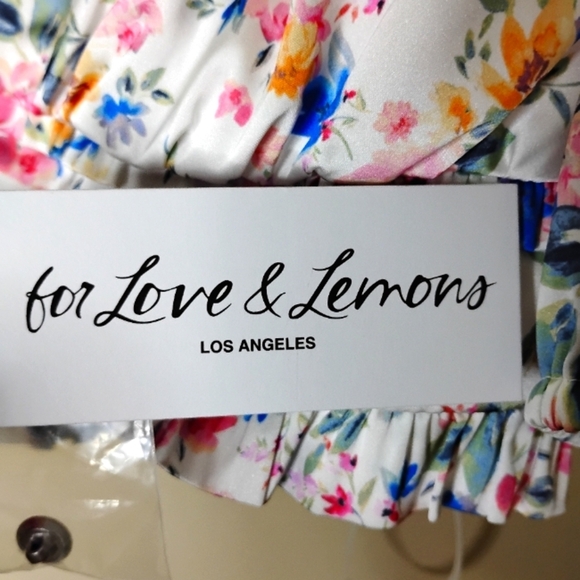 NWT For Love & Lemons Juliet Crop Top XL Floral Puff Sleeve Romantic Coquette - Picture 11 of 11